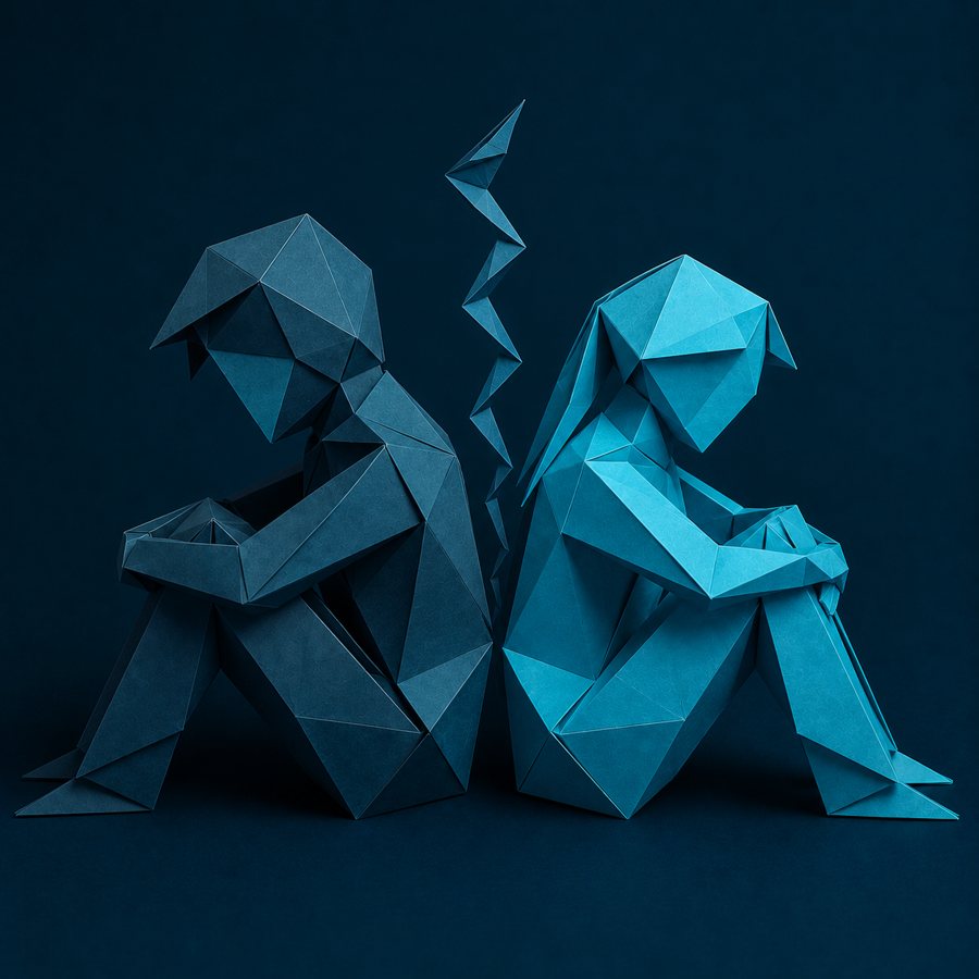 Ilustração representando distanciamento em relacionamentos